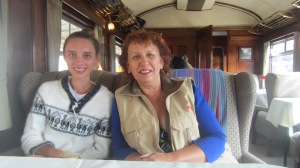 Bianca and I enjoying the luxury of The Orient Express on the way to Cusco, Peru.