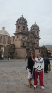 Bianca and I in front of the Copania Church, Cusco, Peru